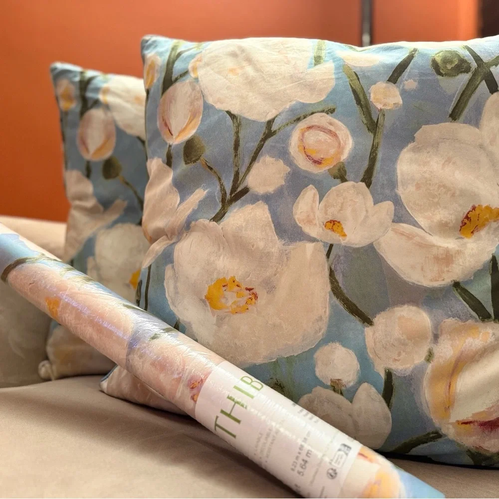Thibaut Wanderlust Tivoli Wallpaper & Matching Designer Pillow Covers